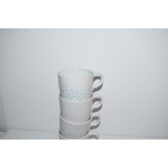 Ikea Polka Dot Coffee Mugs 7 oz Light Green Pink Blue Maria Vinka  4pc set 10866 - Picture 9 of 10